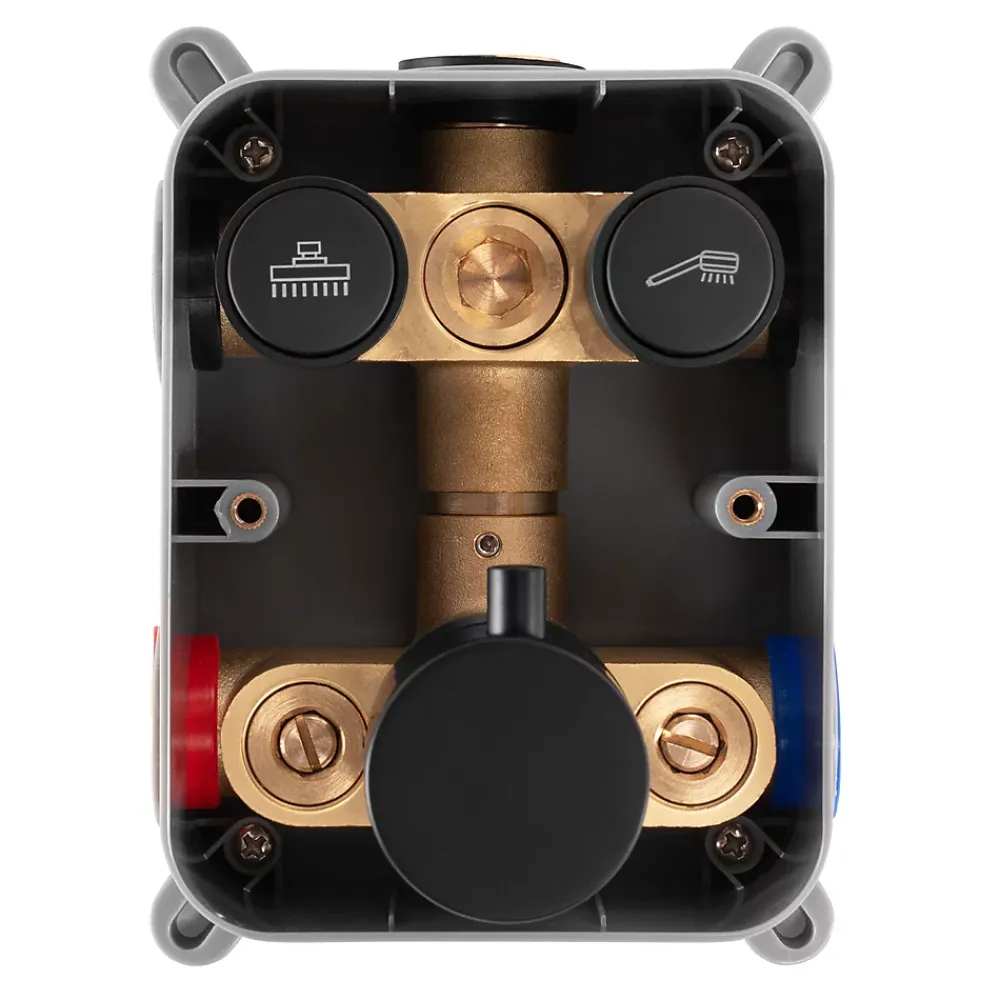 Colonne De Douche Mécanique|Rea Kit De Douche Encastré Lungo Thermostat Black 15X30X36,5Cm