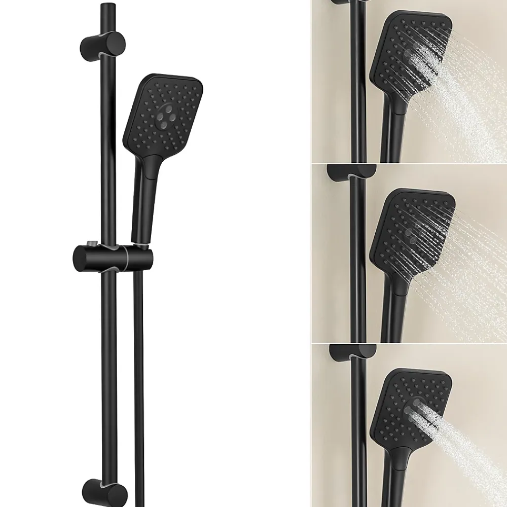 Pommeau De Douche, Flexible Et Barre De Douche|Sofetiy Max Kit de douche Noir, Douchette 3 Fonctions, Ensemble de Douche Design Réglable en Hauteur, Pommeau de douche, barre