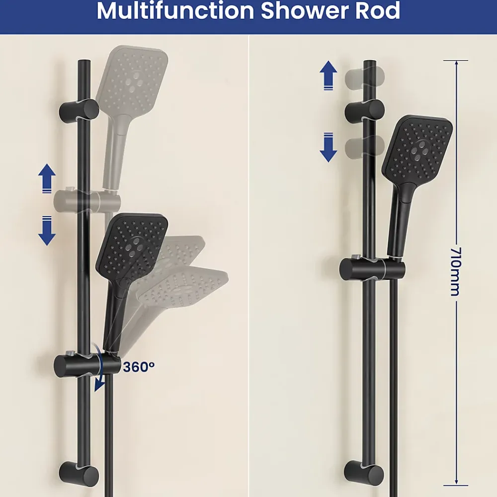 Pommeau De Douche, Flexible Et Barre De Douche|Sofetiy Max Kit de douche Noir, Douchette 3 Fonctions, Ensemble de Douche Design Réglable en Hauteur, Pommeau de douche, barre