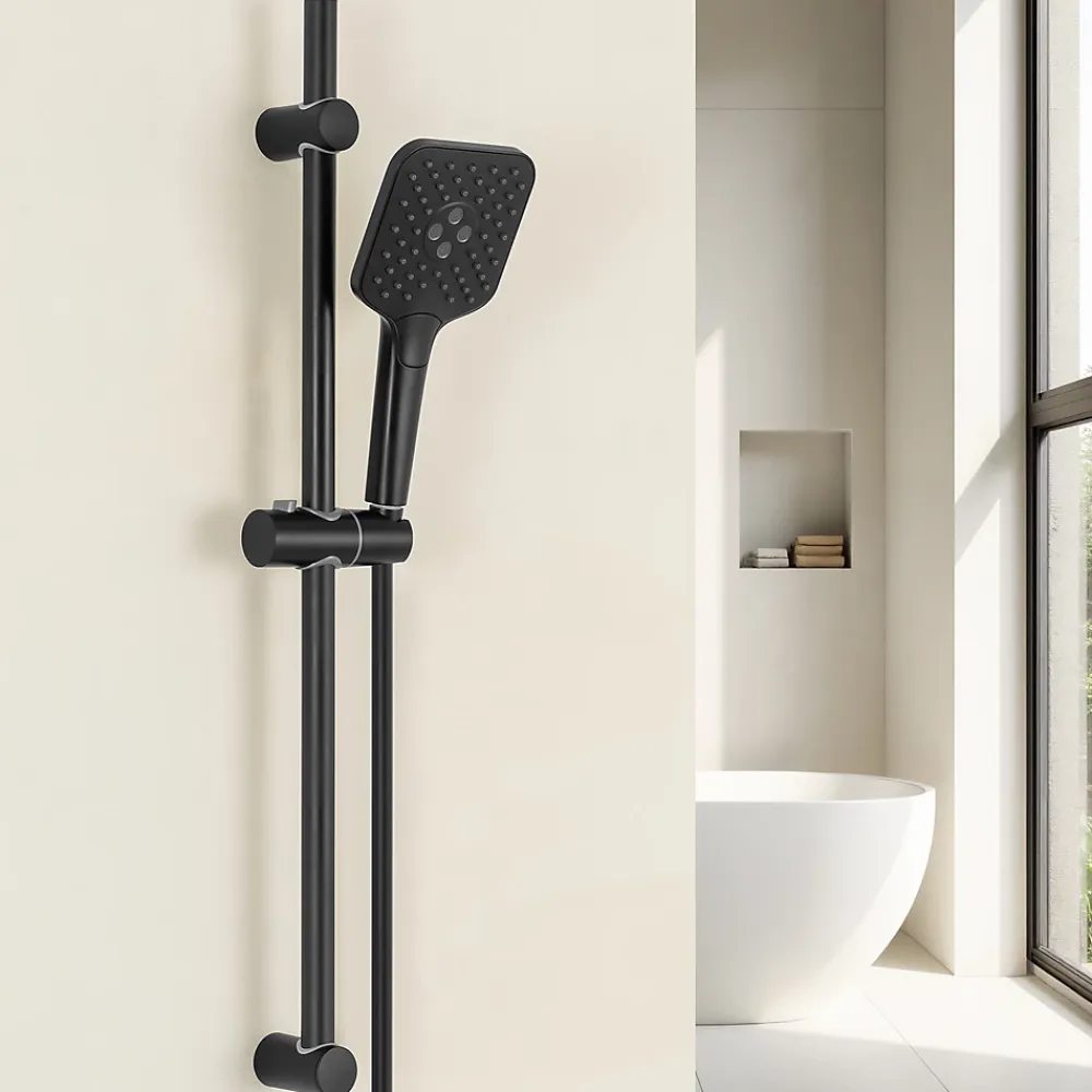 Pommeau De Douche, Flexible Et Barre De Douche|Sofetiy Max Kit de douche Noir, Douchette 3 Fonctions, Ensemble de Douche Design Réglable en Hauteur, Pommeau de douche, barre