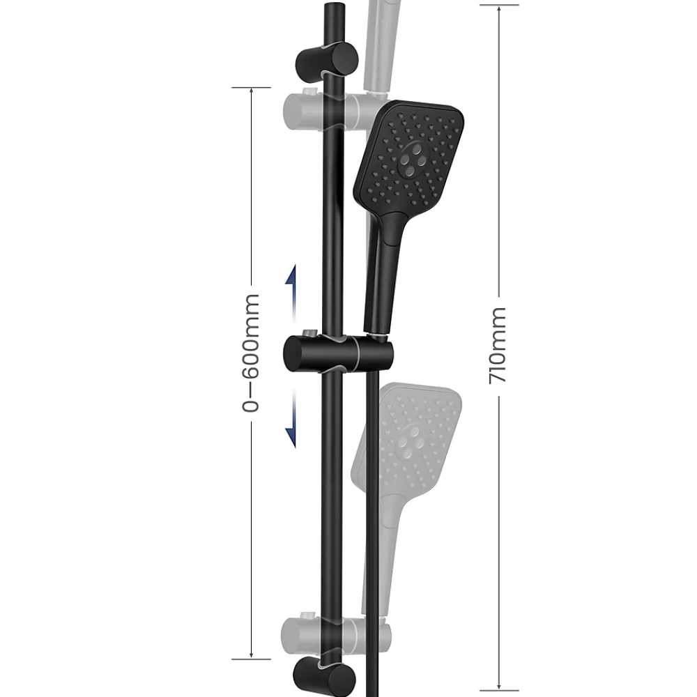 Pommeau De Douche, Flexible Et Barre De Douche|Sofetiy Max Kit de douche Noir, Douchette 3 Fonctions, Ensemble de Douche Design Réglable en Hauteur, Pommeau de douche, barre
