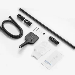 Pommeau De Douche, Flexible Et Barre De Douche|Sofetiy Max Kit de douche Noir, Douchette 3 Fonctions, Ensemble de Douche Design Réglable en Hauteur, Pommeau de douche, barre