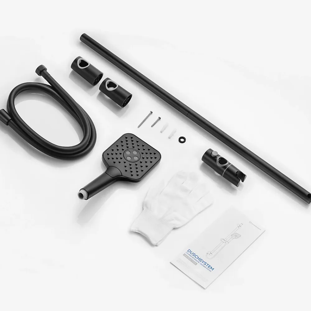Pommeau De Douche, Flexible Et Barre De Douche|Sofetiy Max Kit de douche Noir, Douchette 3 Fonctions, Ensemble de Douche Design Réglable en Hauteur, Pommeau de douche, barre