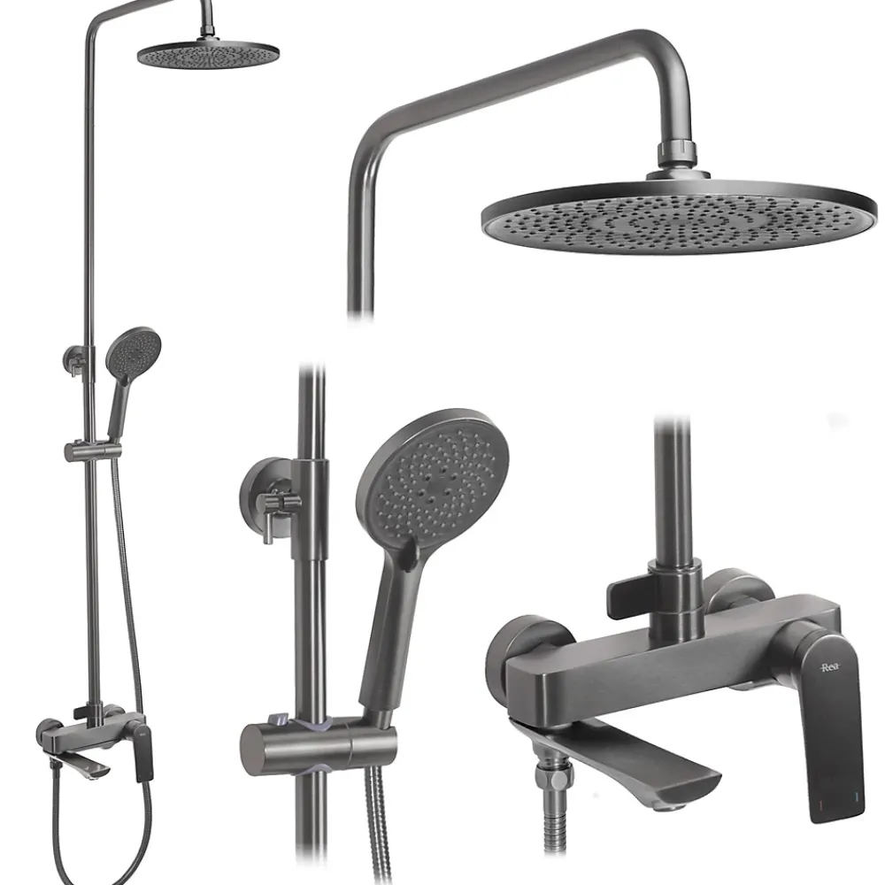 Colonne De Douche Mécanique|Rea Kit De Douche Avalon Titanium 50X23X153Cm