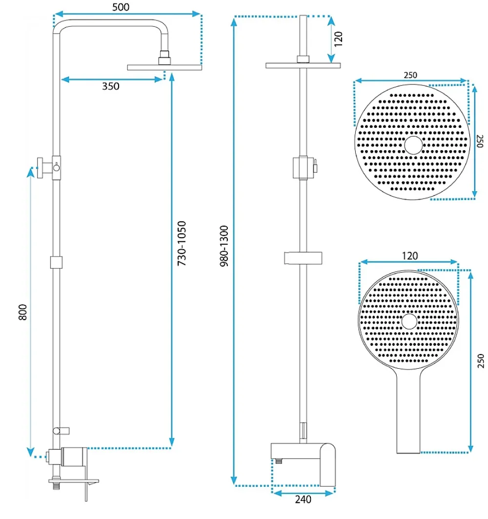 Colonne De Douche Mécanique|Rea Kit De Douche Avalon Titanium 50X23X153Cm