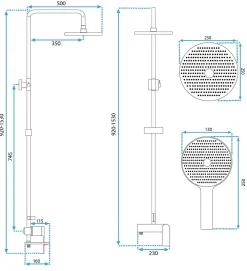 Colonne De Douche Mécanique|Rea Kit De Douche Avalon Titanium 50X23X153Cm