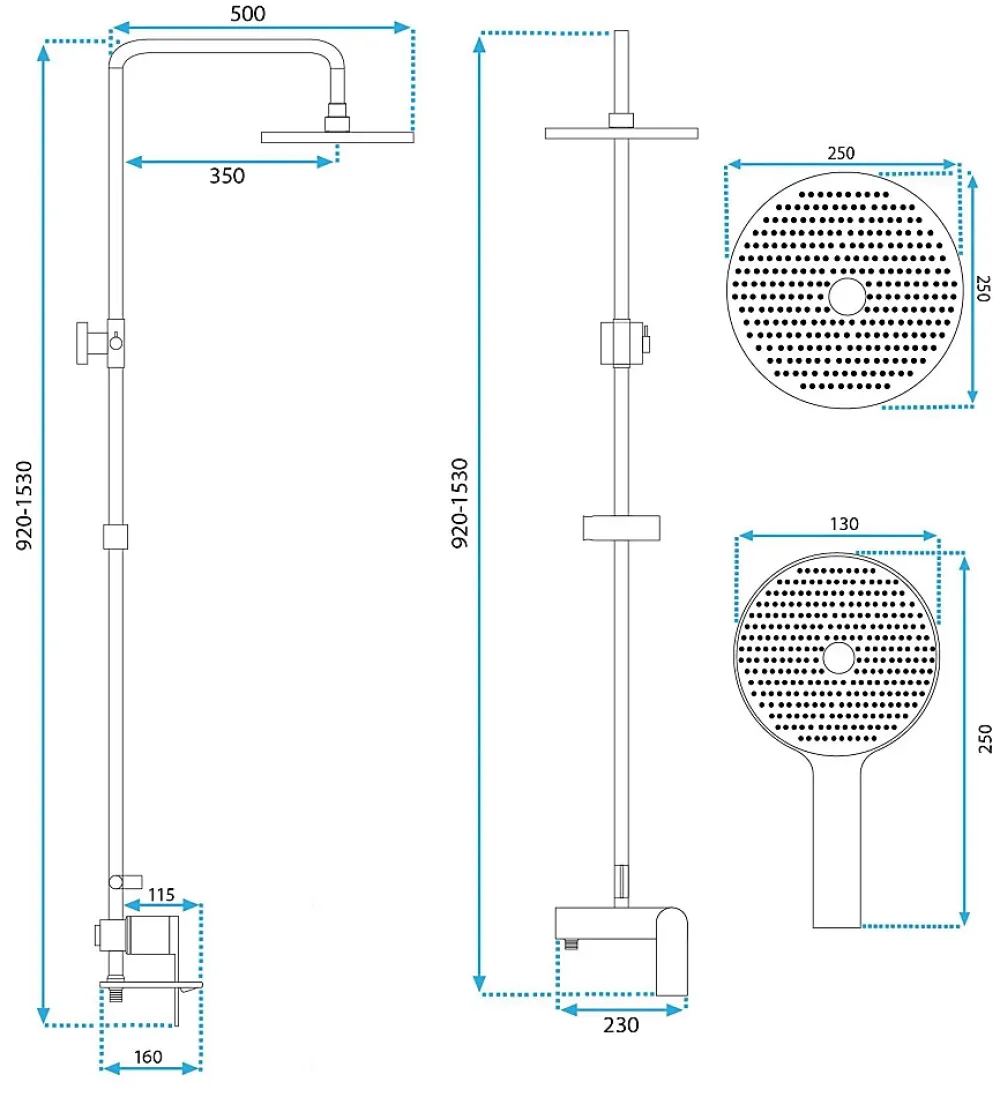 Colonne De Douche Mécanique|Rea Kit De Douche Avalon Titanium 50X23X153Cm