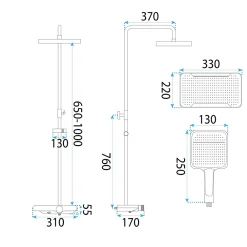 Rea Kit De Douche Bari Black 37X31X100Cm