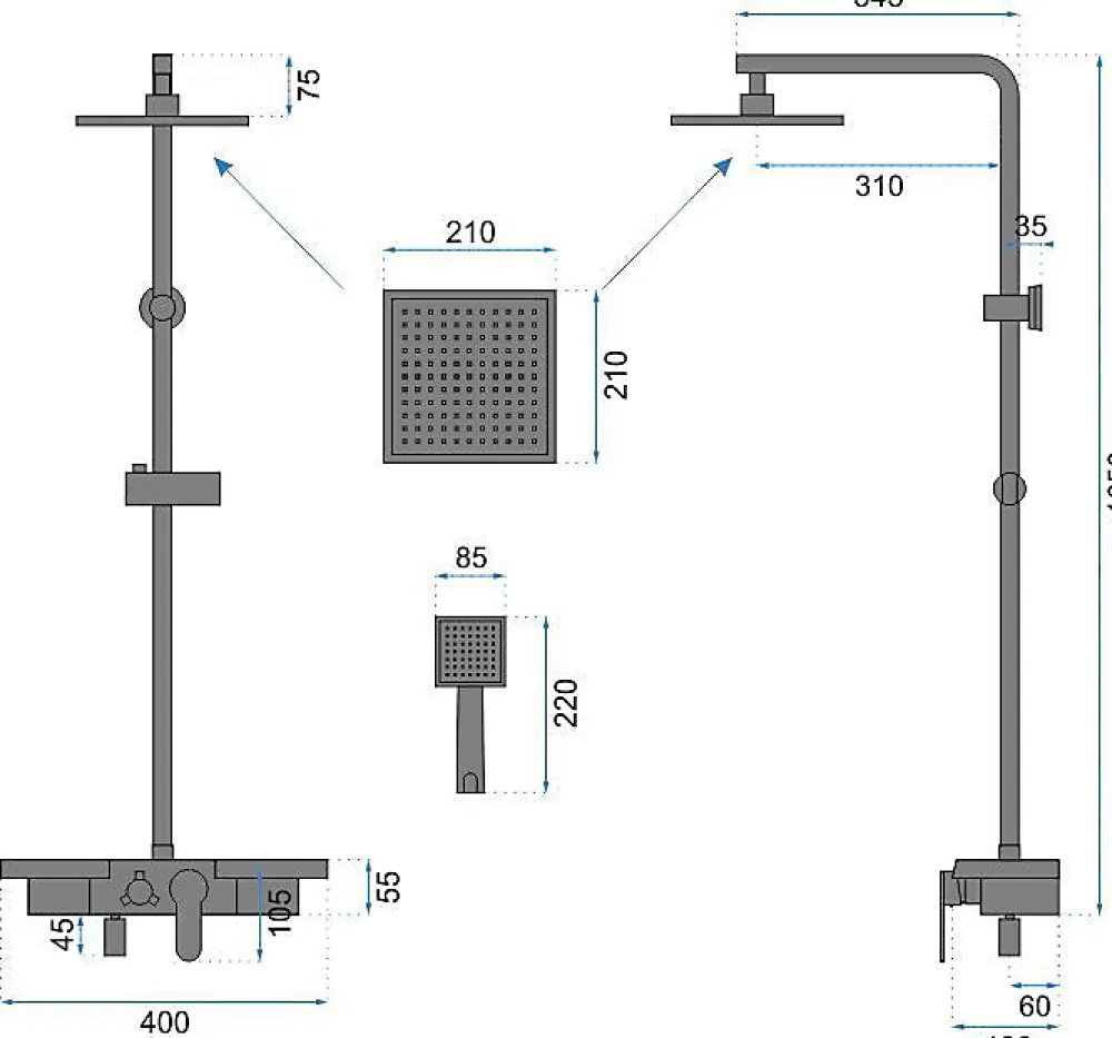 Colonne De Douche Mécanique|Rea Kit De Douche Bravo Gold 45X40X105Cm