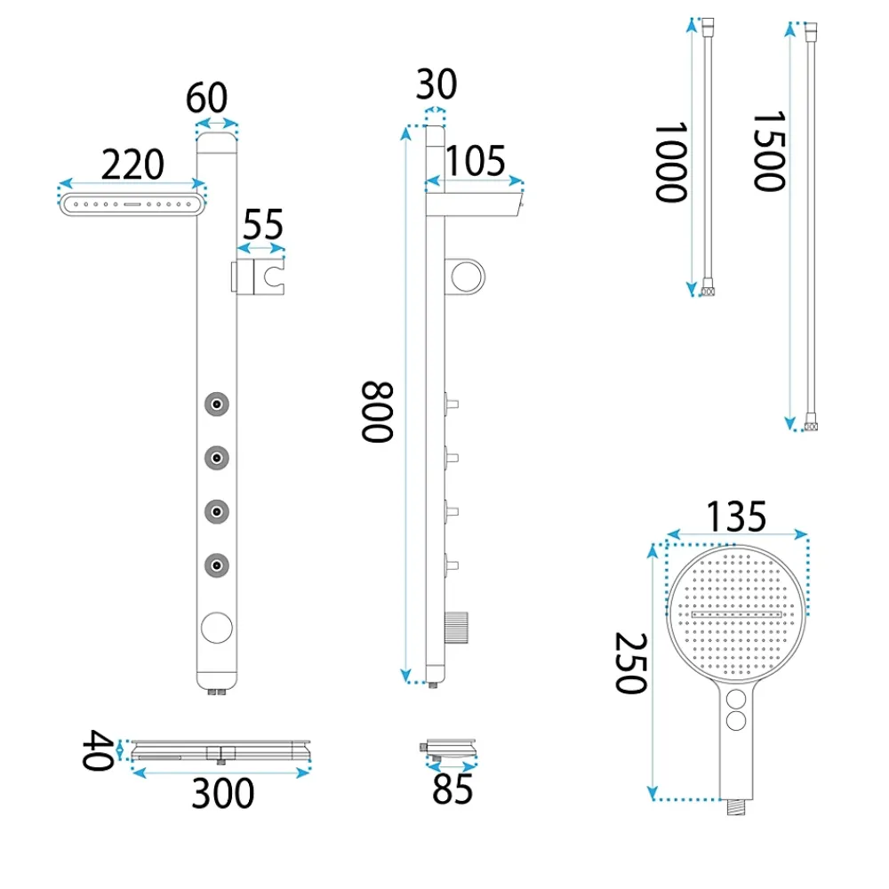 Rea Kit De Douche Karl Thermostat Titanium