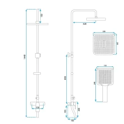Colonne De Douche Mécanique|Rea Kit De Douche My2021-77G Argus Gold 44X23X144Cm
