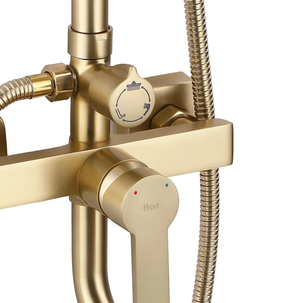 Colonne De Douche Mécanique|Rea Kit De Douche My2021-77Gg Argus Brush Gold 44X23X144Cm