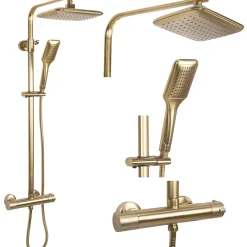 Colonne De Douche Mécanique|Rea Kit De Douche Tom Thermostat Brush Gold 8X27,5X120Cm