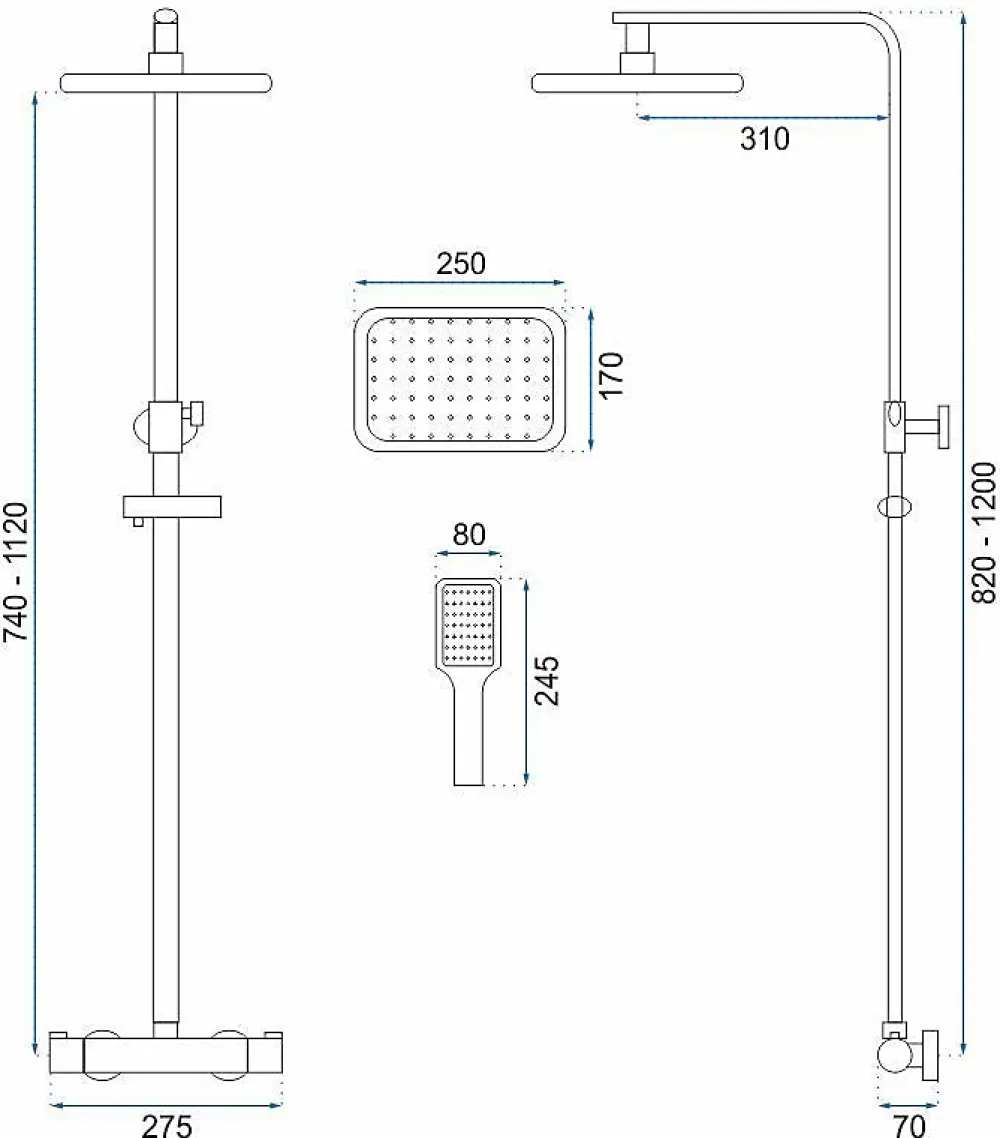 Colonne De Douche Mécanique|Rea Kit De Douche Tom Thermostat Brush Gold 8X27,5X120Cm