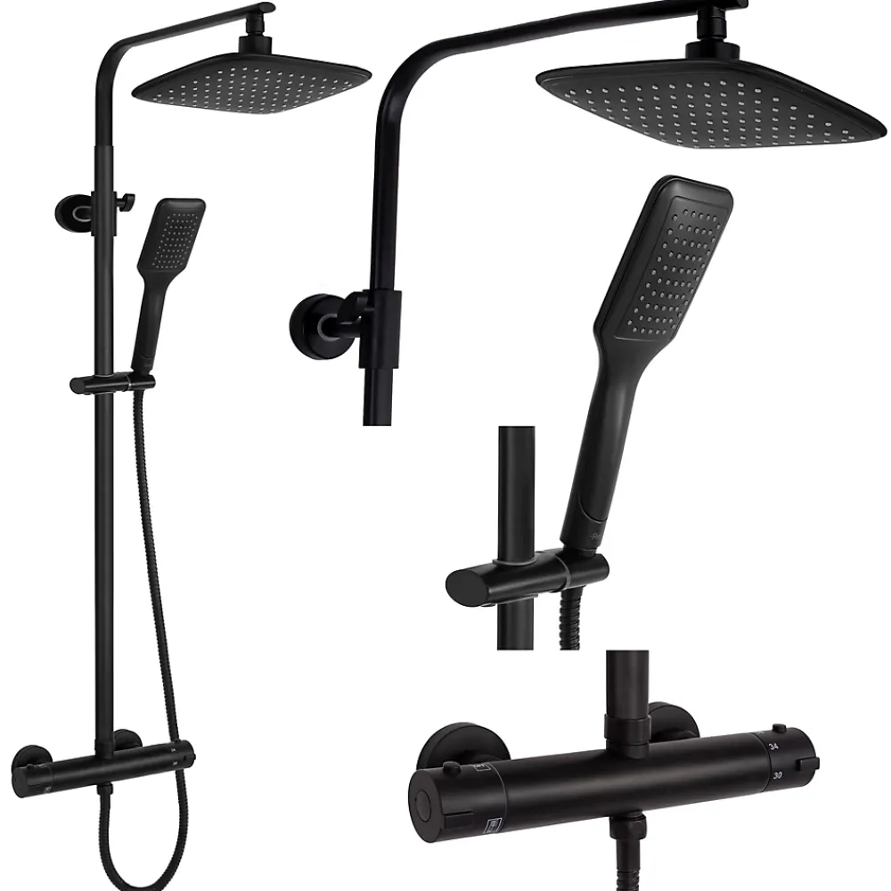 Rea Kit De Douche Tom Thermostat Black