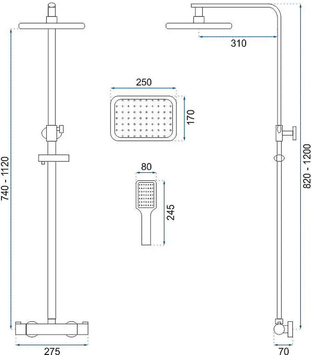 Rea Kit De Douche Tom Thermostat Black