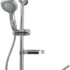 Edouard Rousseau Kit de douche sans robinetterie avec douchette 3 jets + flexible + barre réglable, chrome, Stop