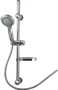 Edouard Rousseau Kit de douche sans robinetterie avec douchette 3 jets + flexible + barre réglable, chrome, Stop
