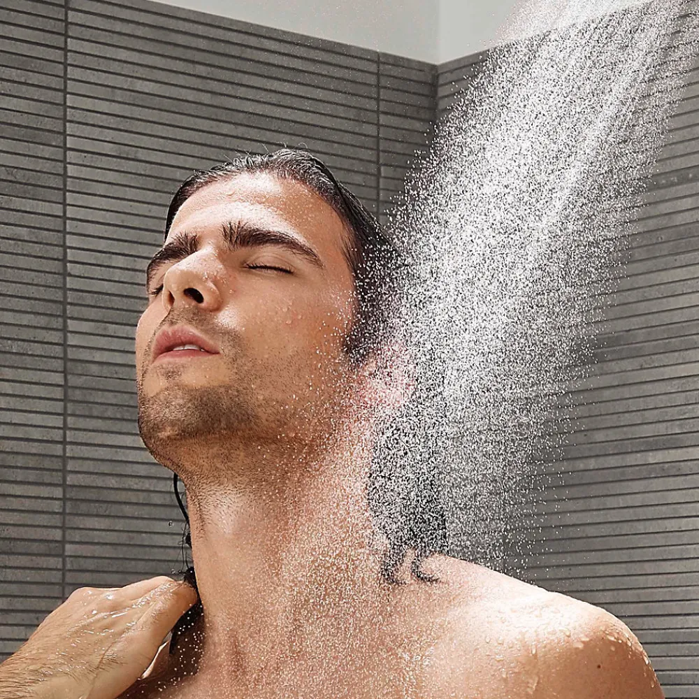 Colonne De Douche Sans Robinetterie|Hansgrohe Kit de douche sans robinetterie avec douchette 3 jets + flexible + barre réglable Pulsify Select S noir
