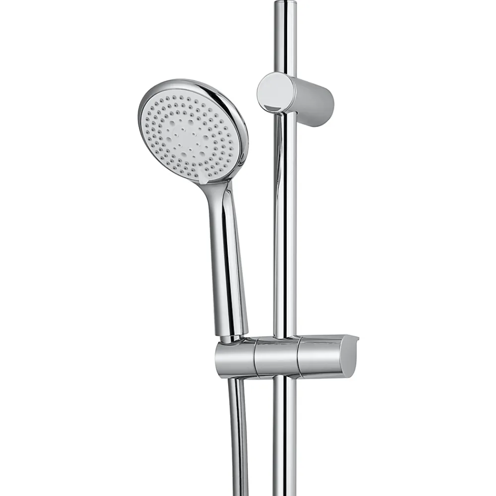 Colonne De Douche Sans Robinetterie|GoodHome Kit de douche sans robinetterie avec douchette 3 jets + barre réglable + flexible chrome Cavally