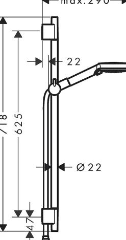 Hansgrohe Kit de douche sans robinetterie avec douchette 2 jets + flexible + barre réglable, noir mat, EcoSmart Vernis Blend