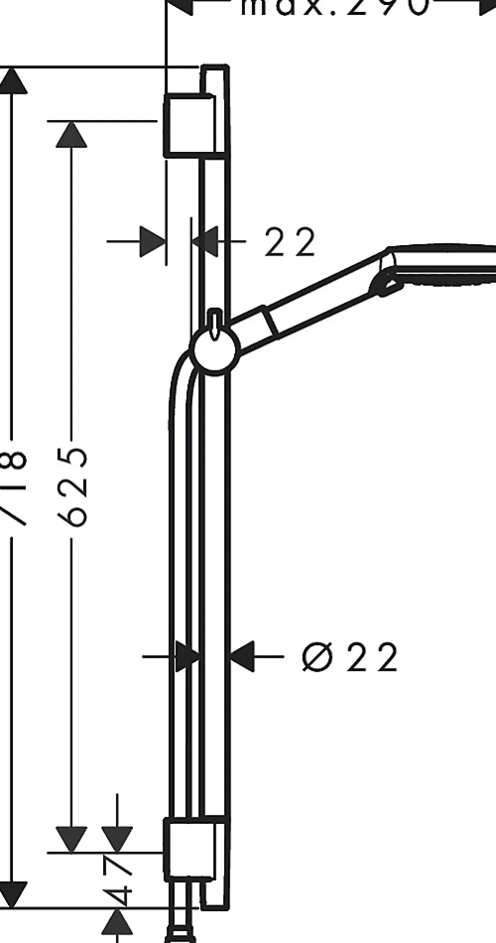 Hansgrohe Kit de douche sans robinetterie avec douchette 2 jets + flexible + barre réglable, noir mat, EcoSmart Vernis Blend