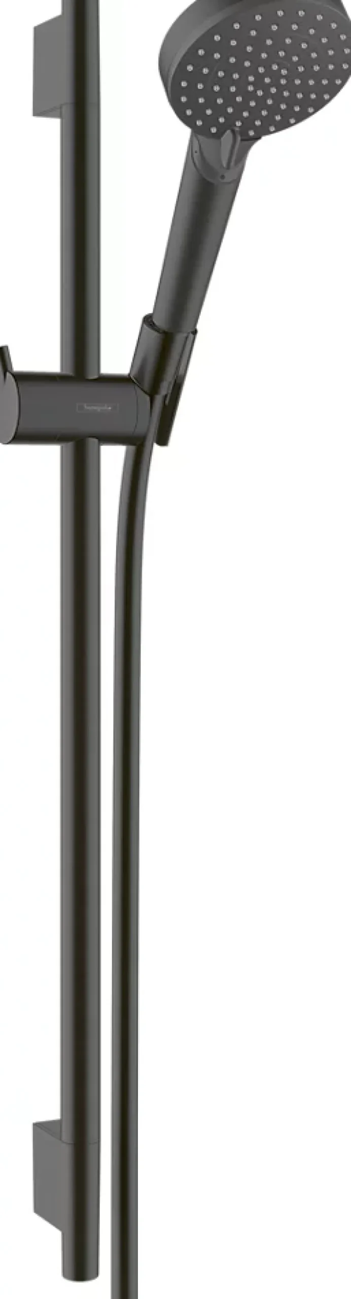 Hansgrohe Kit de douche sans robinetterie avec douchette 2 jets + flexible + barre réglable, noir mat, EcoSmart Vernis Blend