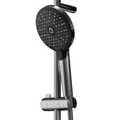 GoodHome Kit de douche sans robinetterie avec douchette 3 jets + flexible + barre de douche réglable Kolima Gun metal