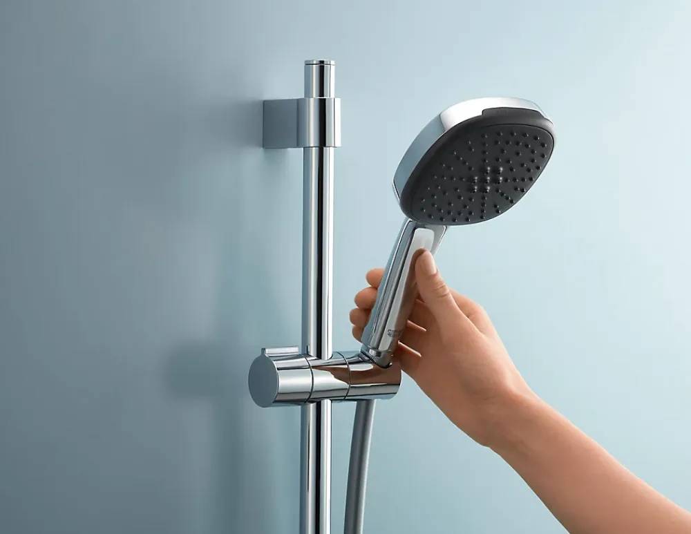 Grohe Kit de douche sans robinetterie avec douchette 2 jets + flexible + barre chrome, Vitalio Comfort 110