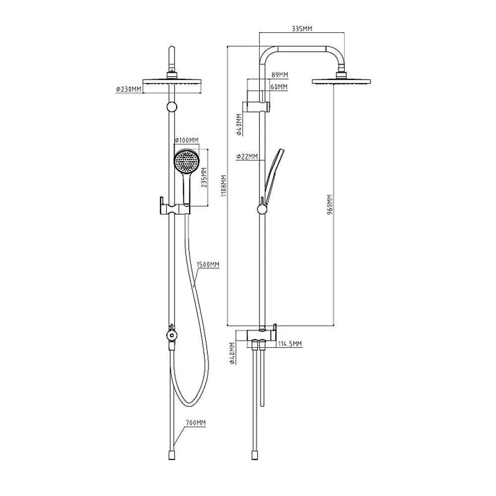 Colonne De Douche Thermostatique|GoodHome Kit de douche sans robinetterie avec pomme de tête, douchette et barre chrome Maza