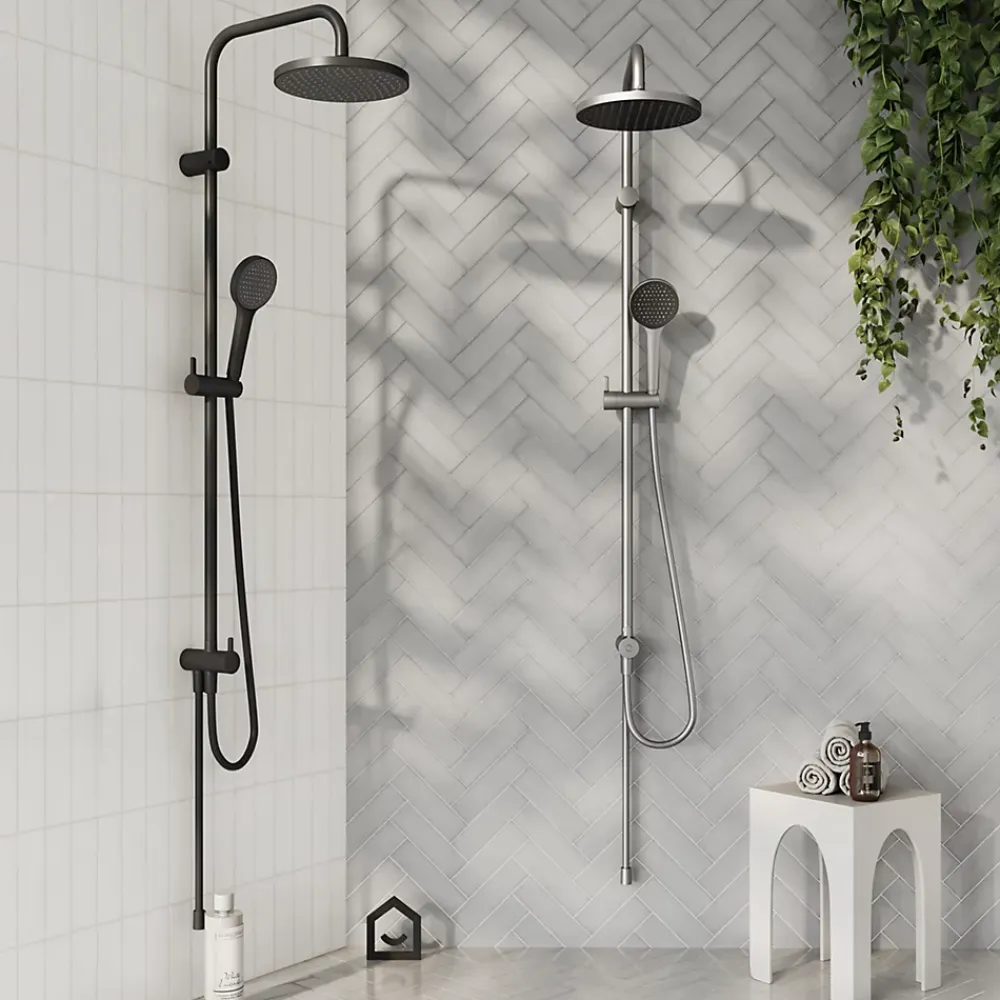 Colonne De Douche Thermostatique|GoodHome Kit de douche sans robinetterie avec pomme de tête, douchette et barre chrome Maza