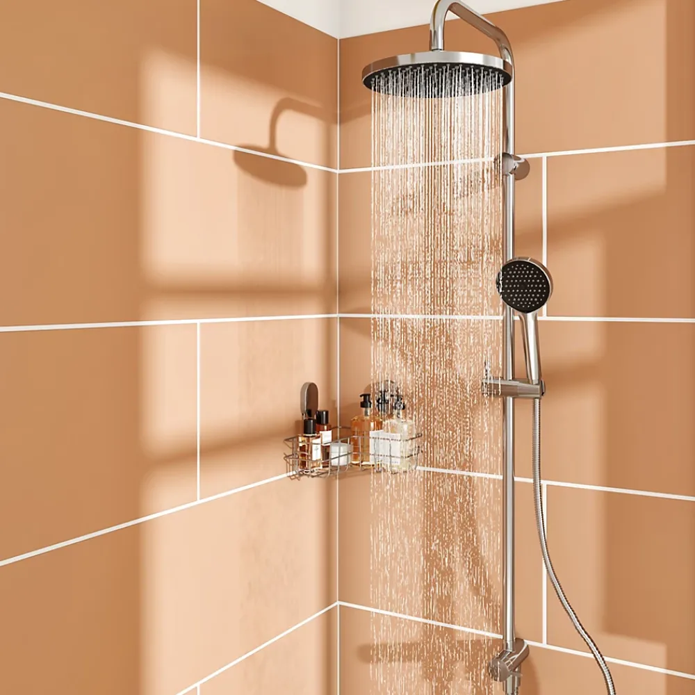Colonne De Douche Thermostatique|GoodHome Kit de douche sans robinetterie avec pomme de tête, douchette et barre chrome Maza