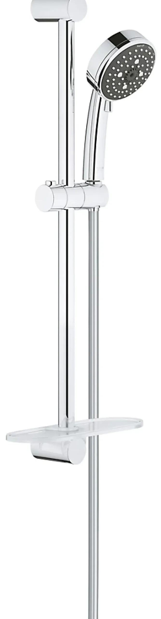 Colonne De Douche Sans Robinetterie|Grohe Kit de douche sans robinetterie avec douchette 4 jets + flexible + barre réglable, chrome, Vitalio 100