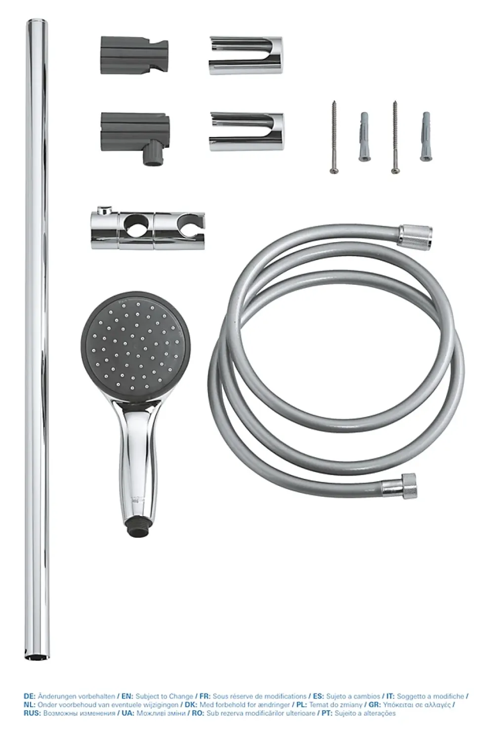 Grohe Kit de douche sans robinetterie avec douchette 2 jets + flexible + barre réglable, chrome, Vitalio Start 100