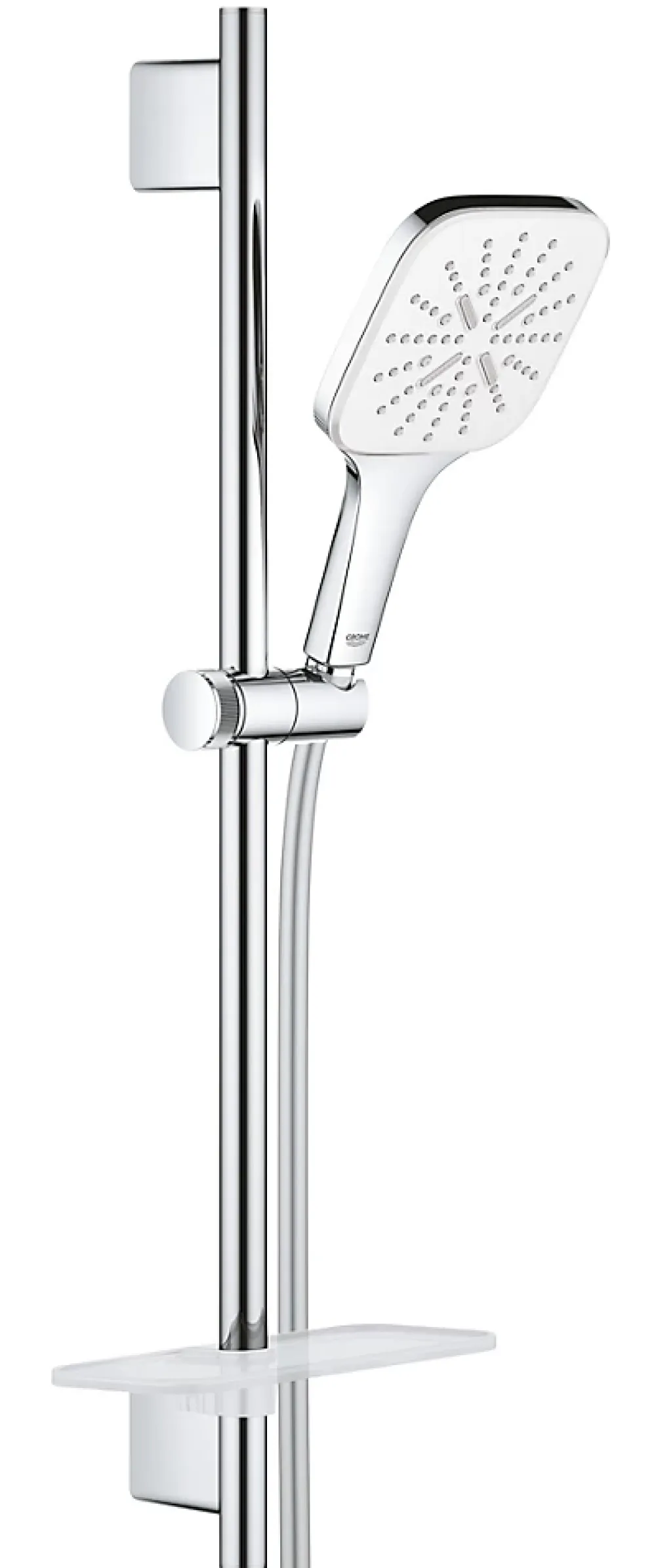 Grohe Kit de douche sans robinetterie avec douchette 3 jets + flexible + barre réglable, chrome, Vitalio SmartActive 130 Cube