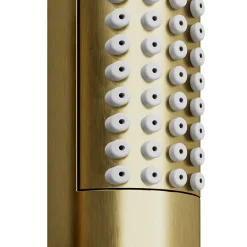 GoodHome Kit de douche sans robinetterie avec barre réglable + douchette + flexible, doré brossé, Owens