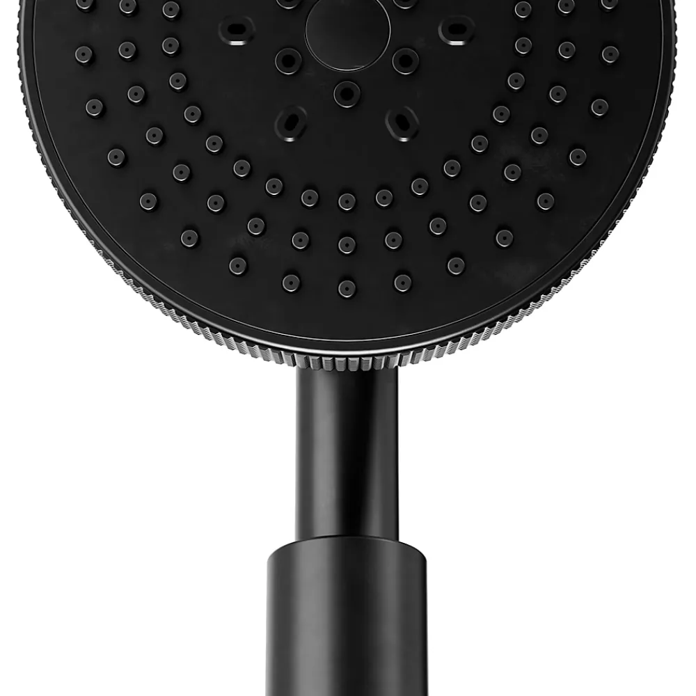 GoodHome Kit de douche sans robinetterie avec douchette 5 jets + flexible + barre réglable, noir, Selenga