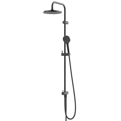 GoodHome Kit de douche sans robinetterie avec pomme de tête, douchette et barre noir Maza