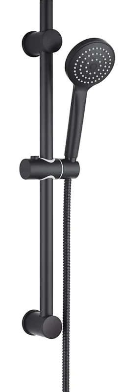 Colonne De Douche Sans Robinetterie|Edouard Rousseau Kit de douche sans robinetterie avec douchette 1 jet + flexible + barre réglable, noir, Raquette