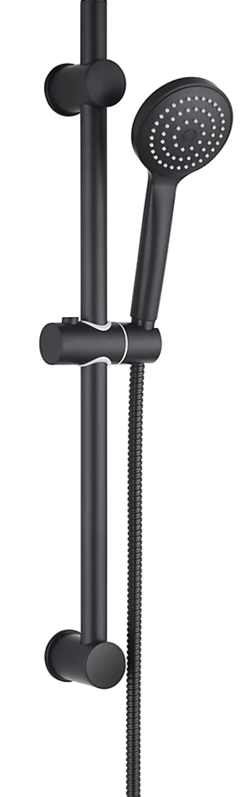 Colonne De Douche Sans Robinetterie|Edouard Rousseau Kit de douche sans robinetterie avec douchette 1 jet + flexible + barre réglable, noir, Raquette