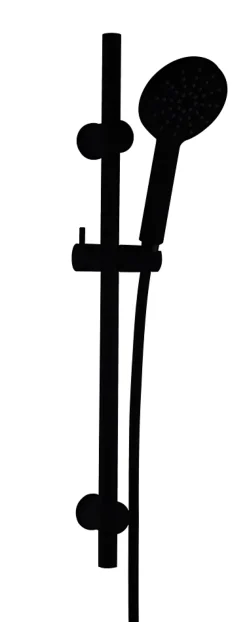 Essebagno Kit de douche sans robintetterie avec douchette 3 jets + flexible + barre de douche, noir, New Oneo
