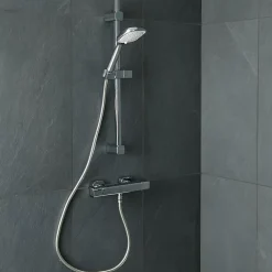 Colonne De Douche Thermostatique|GoodHome Kit de douche thermostatique chrome Teesta