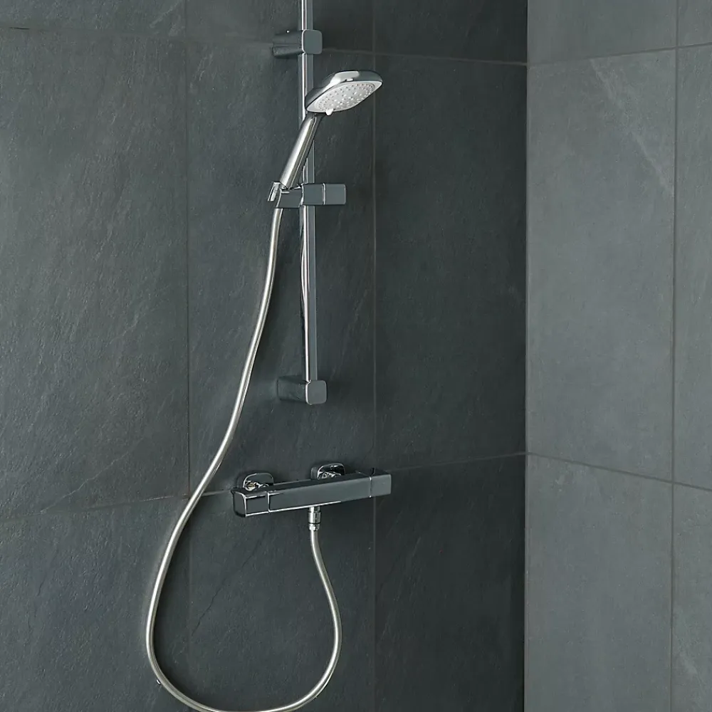 Colonne De Douche Thermostatique|GoodHome Kit de douche thermostatique chrome Teesta