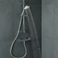 Colonne De Douche Thermostatique|GoodHome Kit de douche thermostatique chrome Teesta