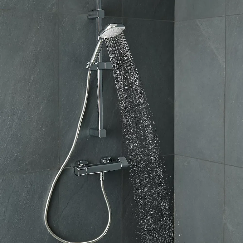 Colonne De Douche Thermostatique|GoodHome Kit de douche thermostatique chrome Teesta