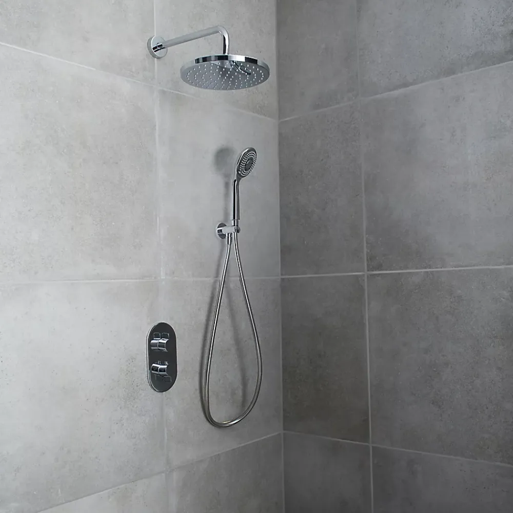 Colonne De Douche Encastrable|GoodHome Kit de douche thermostatique à encastrer chrome Cavally