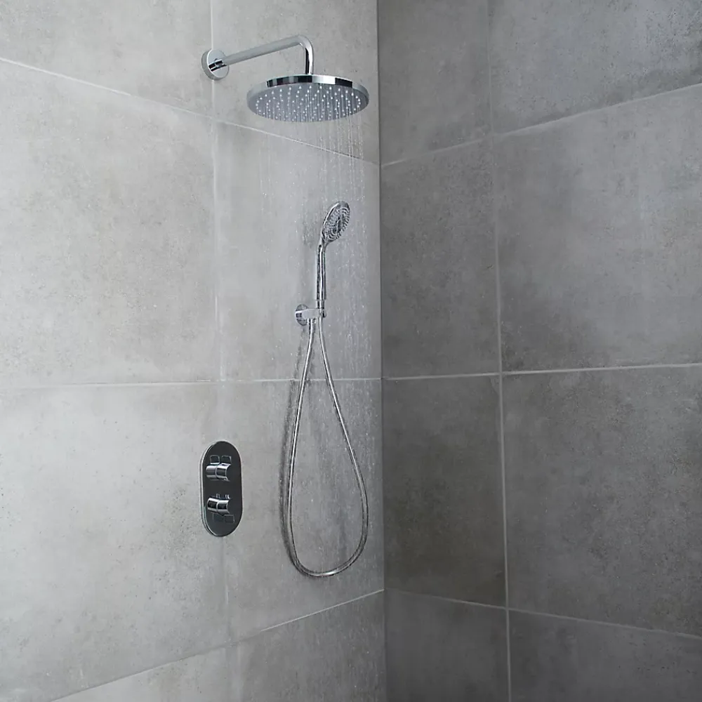 Colonne De Douche Encastrable|GoodHome Kit de douche thermostatique à encastrer chrome Cavally