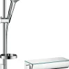 Hansgrohe Kit de douche thermostatique avec douchette 3 jets + flexible + barre réglable, chrome, Raindance Select S 150