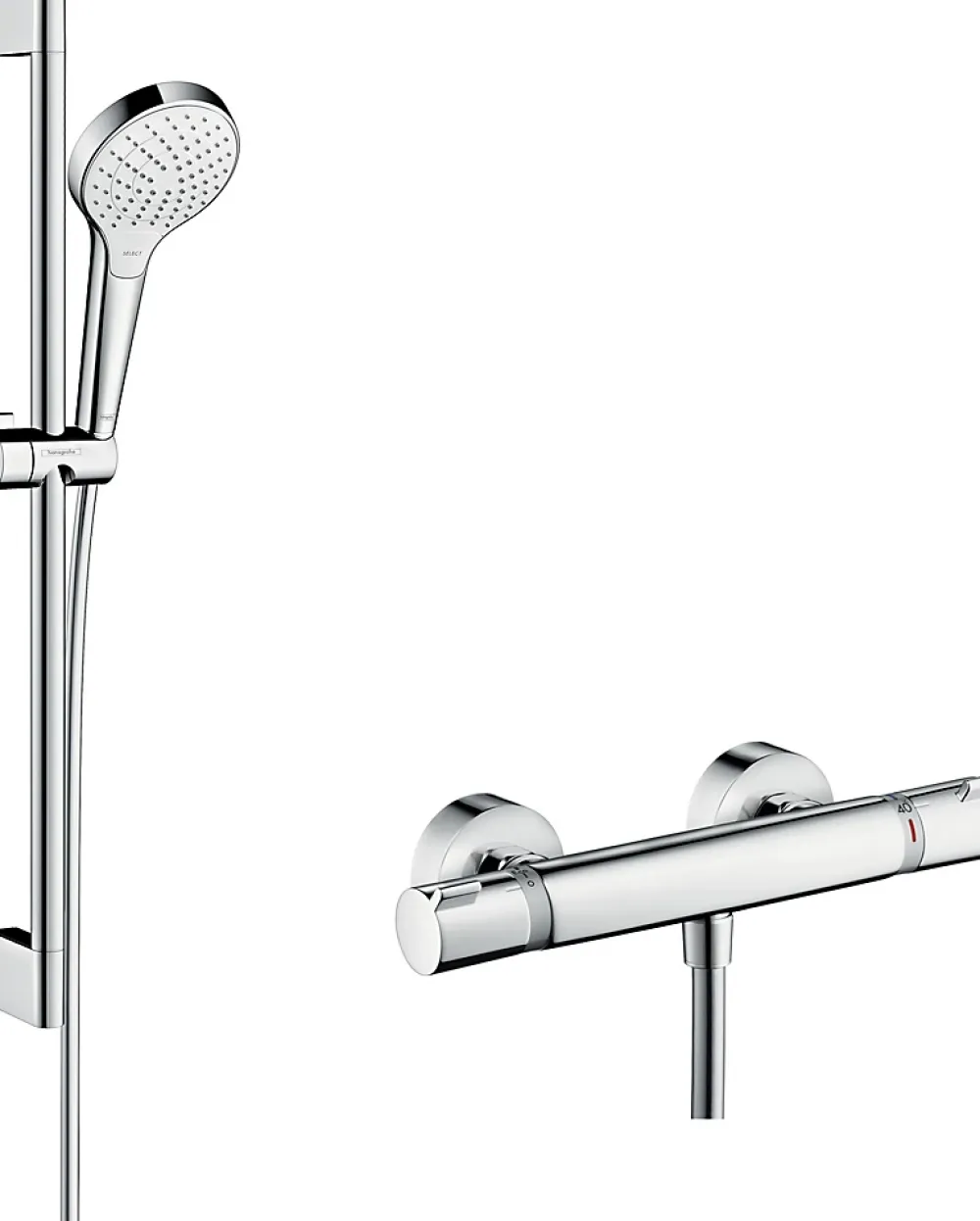Colonne De Douche Thermostatique|Hansgrohe Kit de douche thermostatique avec douchette 3 jets + flexible + barre réglable, chrome, Combi Croma S 150