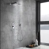 Imex Products Kit douche encastre 2 voies acier et laiton finition chromee avec pomme 25x25 cm